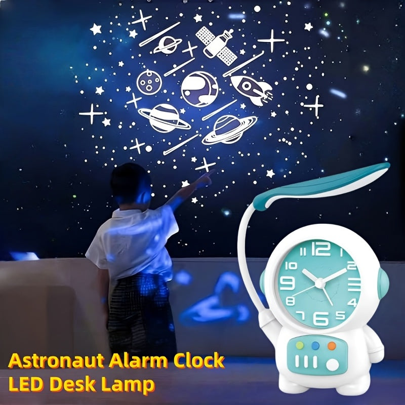 LED Small Desktop Table Lamp, Astronaut Clock Desktop Table Lamp Shape, Technology And Fashionable Design, Available In Pink And Blue Colors