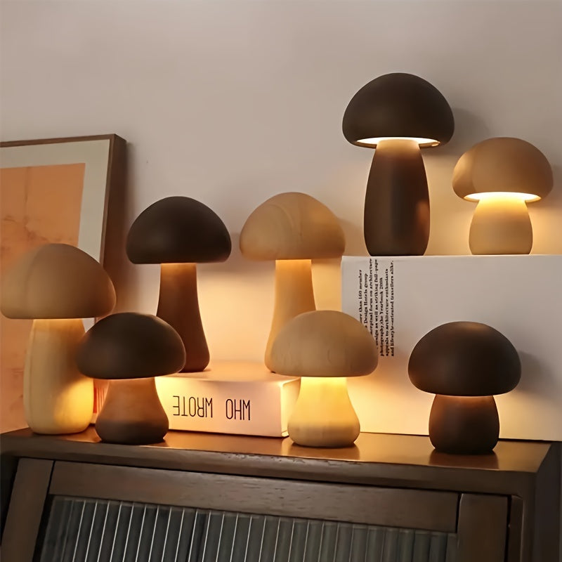 1pc 3-color LED mushroom light, night light, USB light with touch sensor, portable dimmable bedside light with USB charging, wireless desk light, home decoration mushroom desk light, Christmas light, Christmas gift