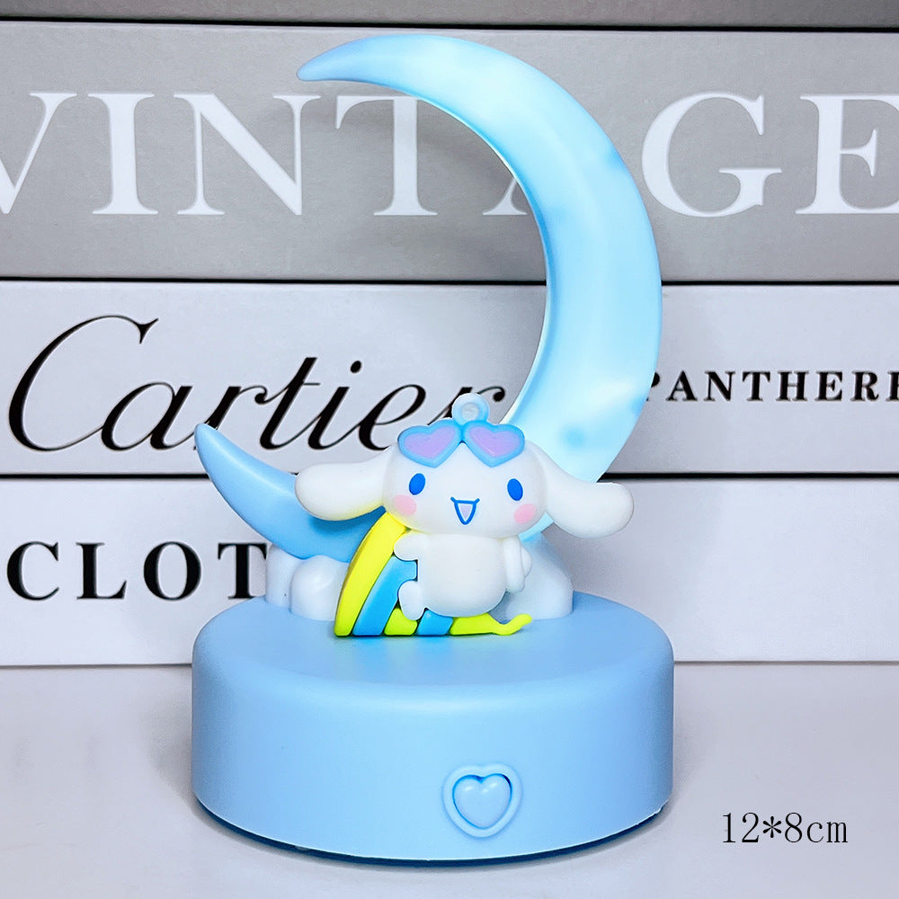 Sanrio Moon Nightlight - Cute Cartoon Character Desk Lamp with Colorful Glow, Eye Protection & Atmosphere Lighting, Durable Plastic, No Electricity Needed, Perfect for Halloween & Christmas Gifts, Living Room Decor, Desk Lamp for Office, Whimsical Design,