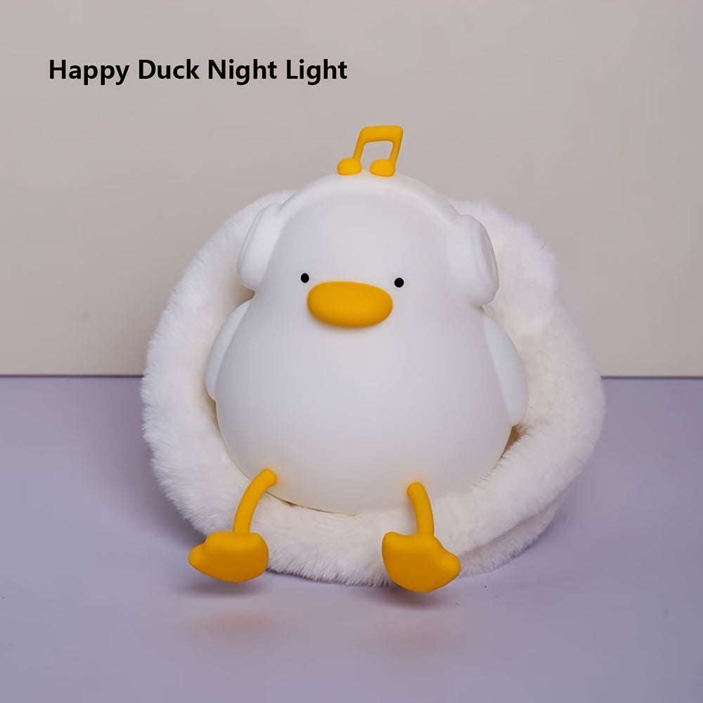 1pc Musical Duck Clap Light, RGB Colorful Night Lamp with Timer Function and Soft Eye-Protection Glow – Perfect Bedside or Gift for Friends, Mood Lighting, Room Decor, Decorative Light, Playful Design, Durable Build, Touch Control, Portable Light,
