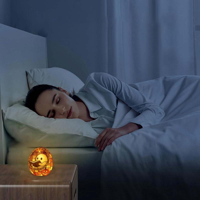 Halloween Reading Light - Cute LED Book Night Light with Ghost Reader Shape, Portable Battery-Powered Bedside Lamp, No Sockets Needed, Perfect for Book Lovers & Party Decorations, Resin Material, Adjustable Brightness, Modern Design for Living Room or