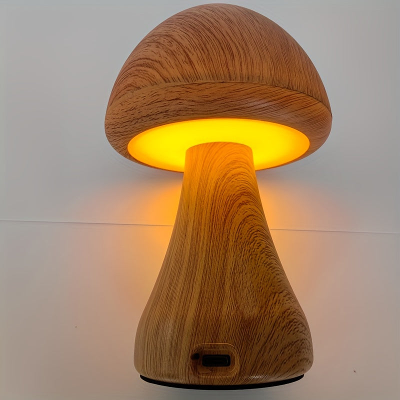 1pc 3-color LED mushroom light, night light, USB light with touch sensor, portable dimmable bedside light with USB charging, wireless desk light, home decoration mushroom desk light, Christmas light, Christmas gift
