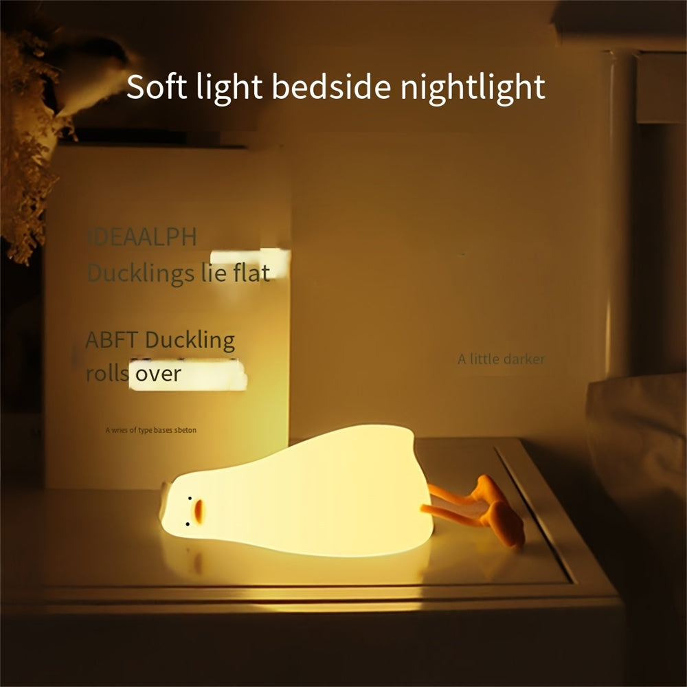 Lie flat duck nightlight bedroom charging children's sleep with sleep gift feeding Bedside lamp Creative siliconThe rubber patting light