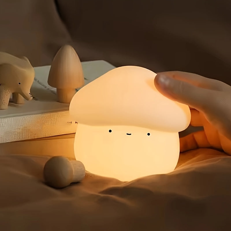 Rechargeable Touch Control Mushroom LED Night Light - Table Lamp for Home & Outdoor Use