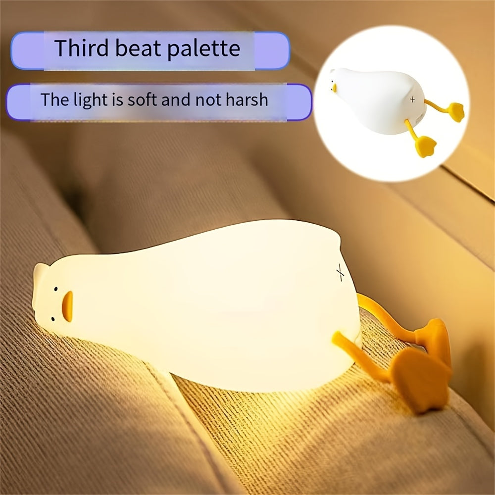 Lie flat duck nightlight bedroom charging children's sleep with sleep gift feeding Bedside lamp Creative siliconThe rubber patting light