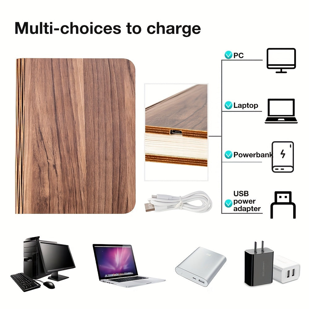 1pc Creative Folding LED Book Lamp - Rechargeable, 3-Color Changing Soft Light, Eye-Care Table Lamp for Bedroom Decor, USB Powered, Warm Ambient Glow, Perfect for Home, Events, and Store Displays, Bedroom Night Light | Cozy Atmosphere Light | USB
