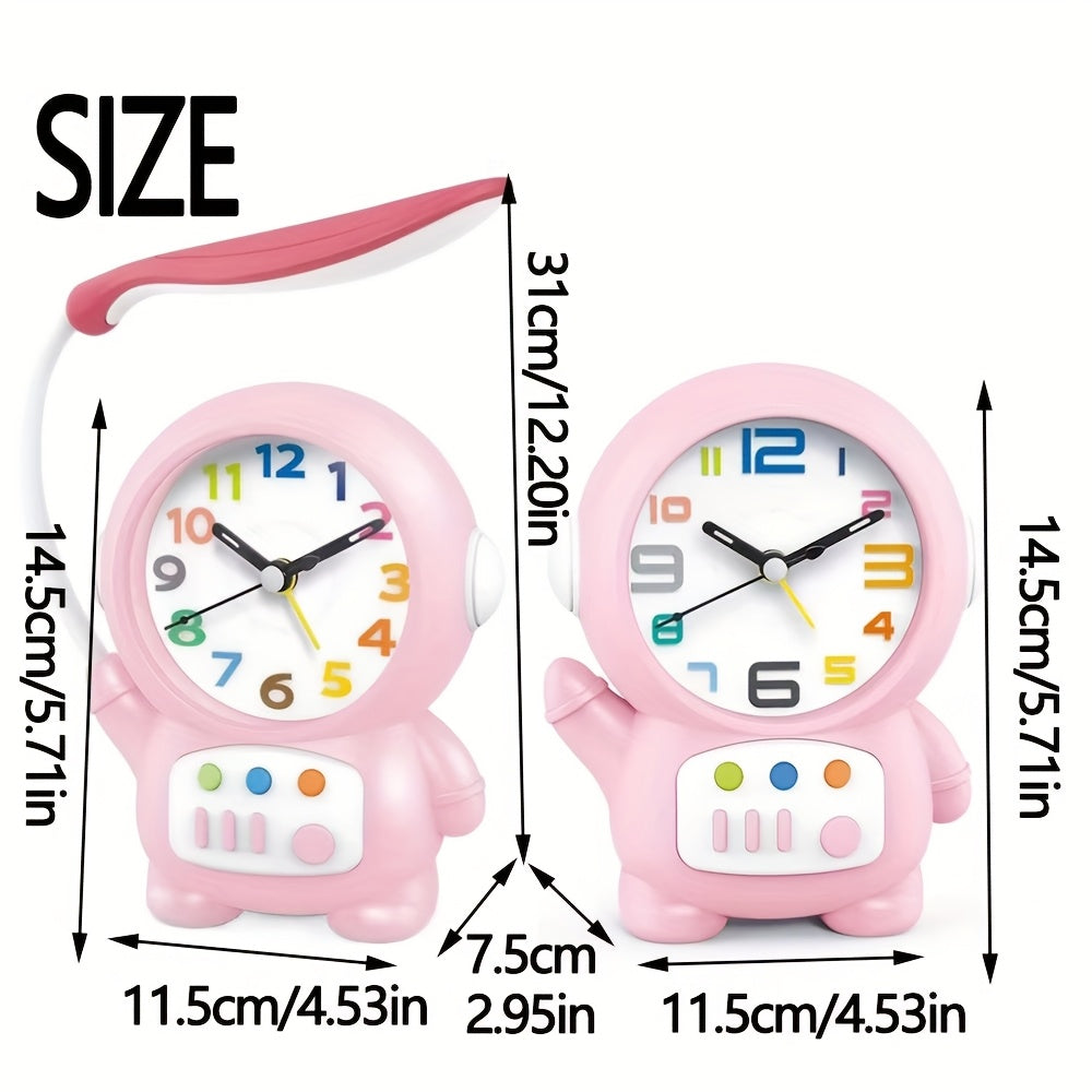 LED Small Desktop Table Lamp, Astronaut Clock Desktop Table Lamp Shape, Technology And Fashionable Design, Available In Pink And Blue Colors