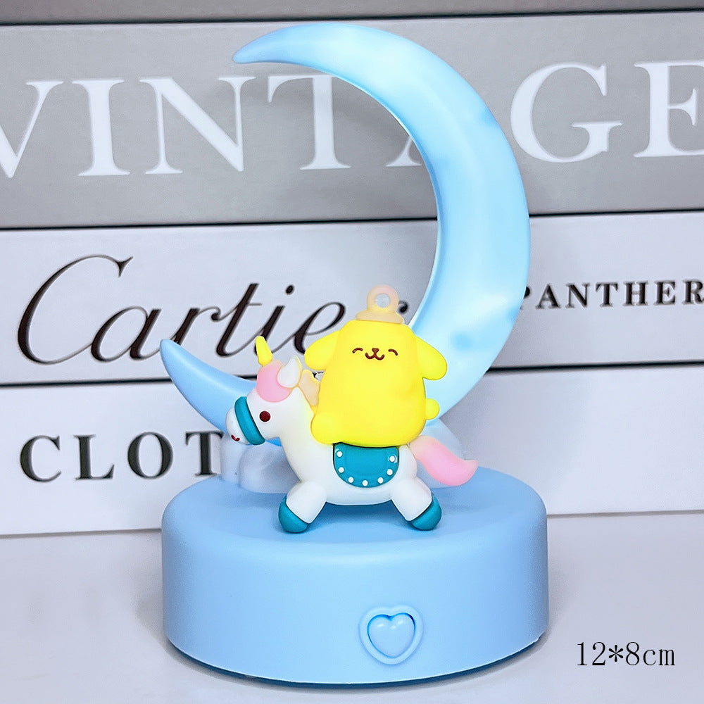 Sanrio Moon Nightlight - Cute Cartoon Character Desk Lamp with Colorful Glow, Eye Protection & Atmosphere Lighting, Durable Plastic, No Electricity Needed, Perfect for Halloween & Christmas Gifts, Living Room Decor, Desk Lamp for Office, Whimsical Design,