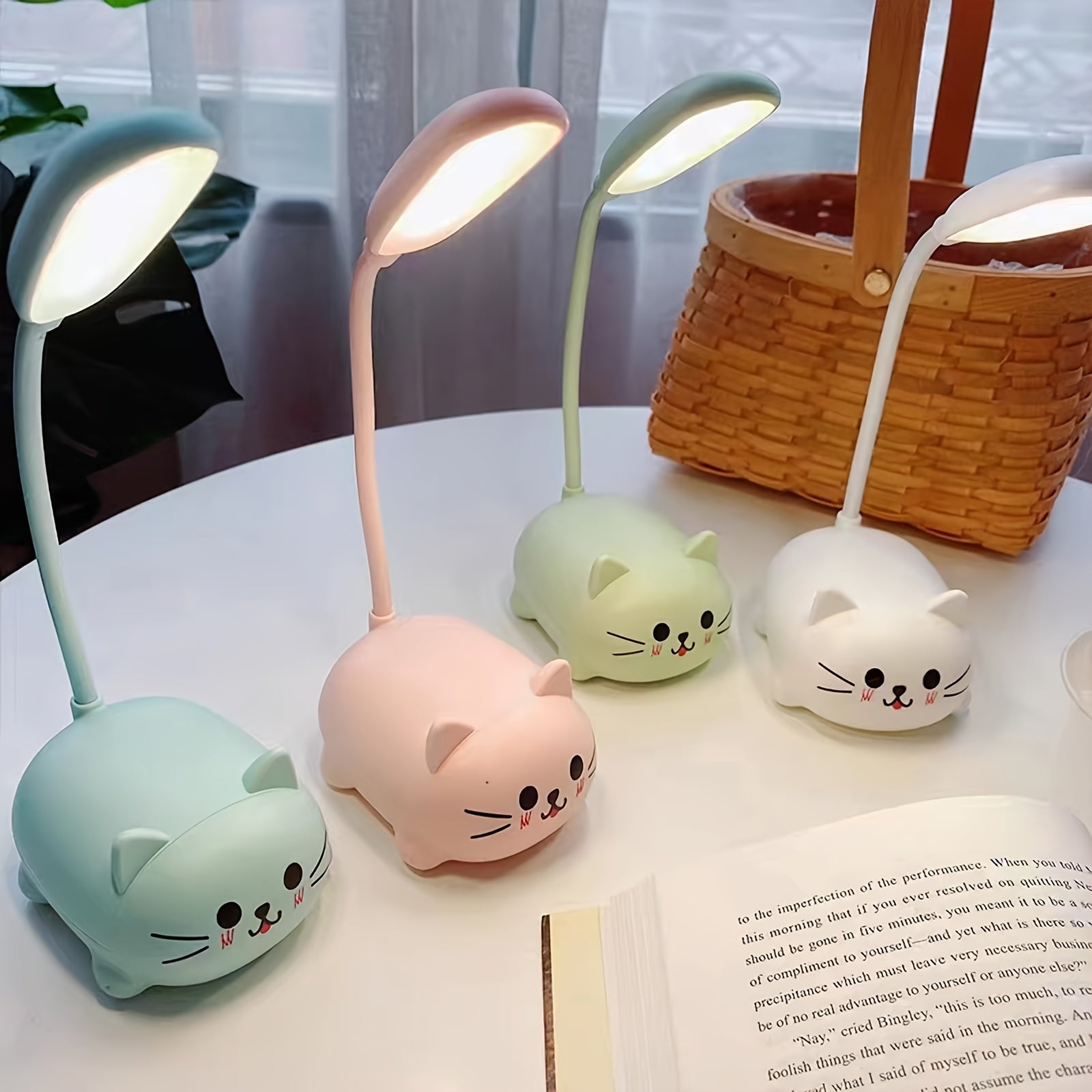 LED Night Light Lamp, Mini Cat Table Lamp, Portable LED Night Light, Cute Desk Lamp, Foldable USB Rechargeable Reading Light For Bedroom