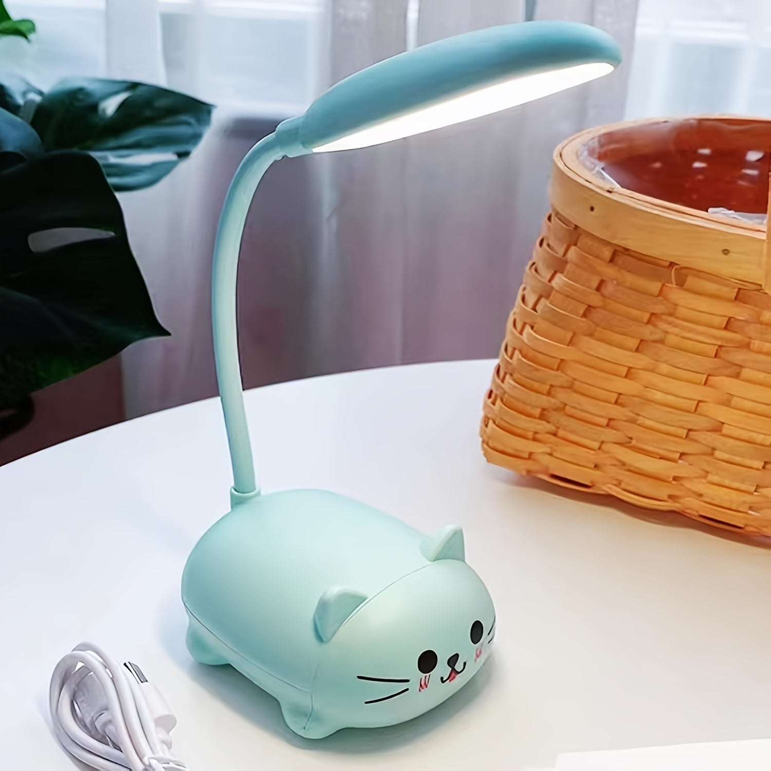 LED Night Light Lamp, Mini Cat Table Lamp, Portable LED Night Light, Cute Desk Lamp, Foldable USB Rechargeable Reading Light For Bedroom