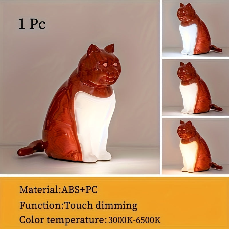 Cute Cat-Shaped LED Table Lamp with Touch Control, USB Rechargeable, 3-Color Dimmable Light, Warm Glow for Bedroom, Living Room, Study, and Dining Room - Perfect Holiday Gift for Christmas and Halloween, Cat Decor