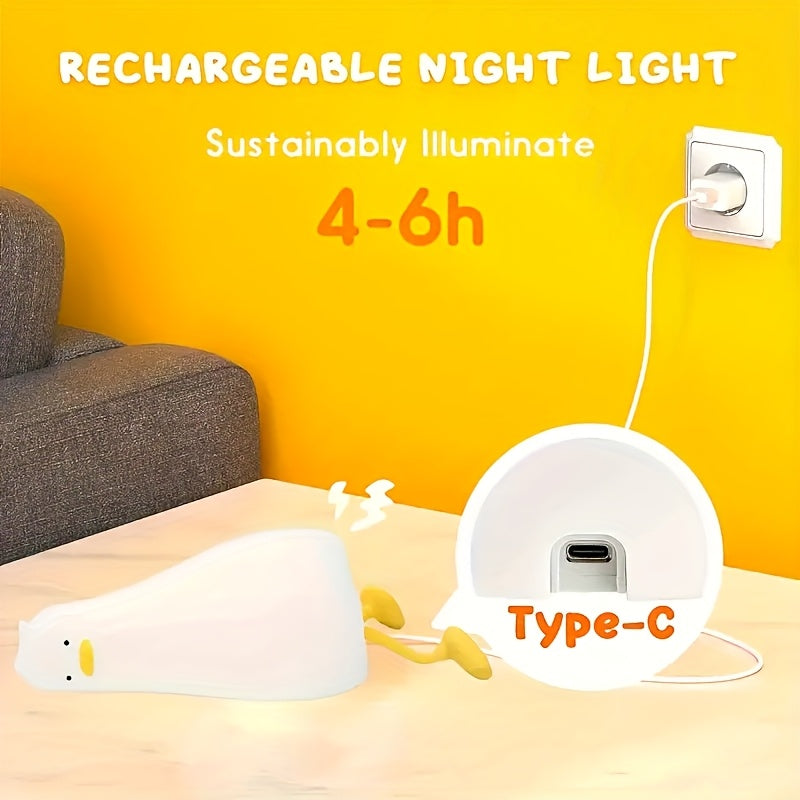 LED Glowing Night Light with Pressure Reduction, Silicone Touch-Activated Sleep Lamp, Colorful Changing Duck That Changes Face with a Tap.