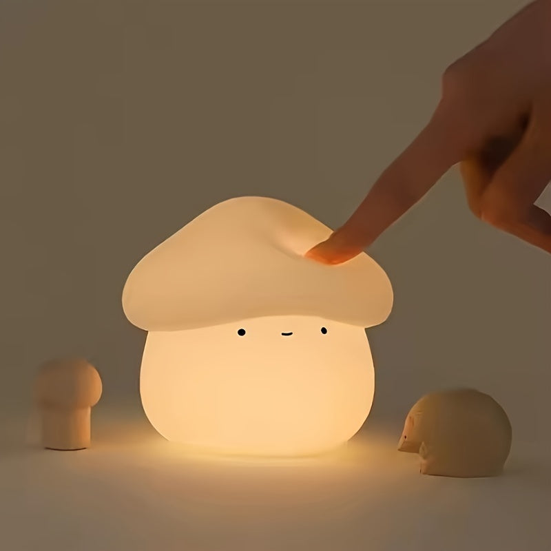 Rechargeable Touch Control Mushroom LED Night Light - Table Lamp for Home & Outdoor Use