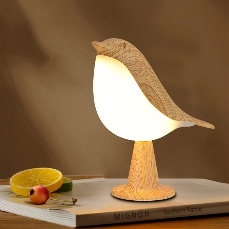 1pc Art Deco Style Bird LED Table Lamp, 3-Level Adjustable Touch-Controlled Night Light, Rechargeable Lithium Battery, Plastic Freestanding Desk Lamp with USB Cable, Animal Theme for Various Room Types - Maple Leaf Color